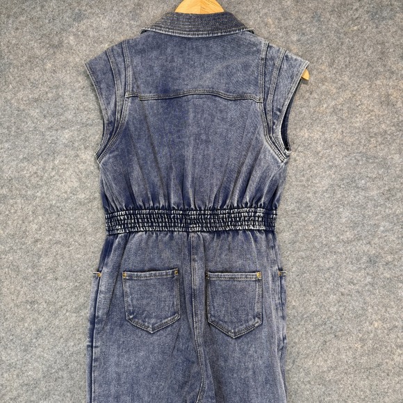 Anthropologie Elliatt Arrangement Denim Jumpsuit Women Small Sleeveless Acid Was - Picture 9 of 12